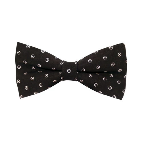 Fehér karikás-pöttyös fekete csokornyakkendő